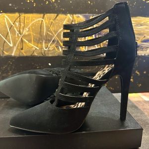 Black High Heel Faux Suede Dress Shoe